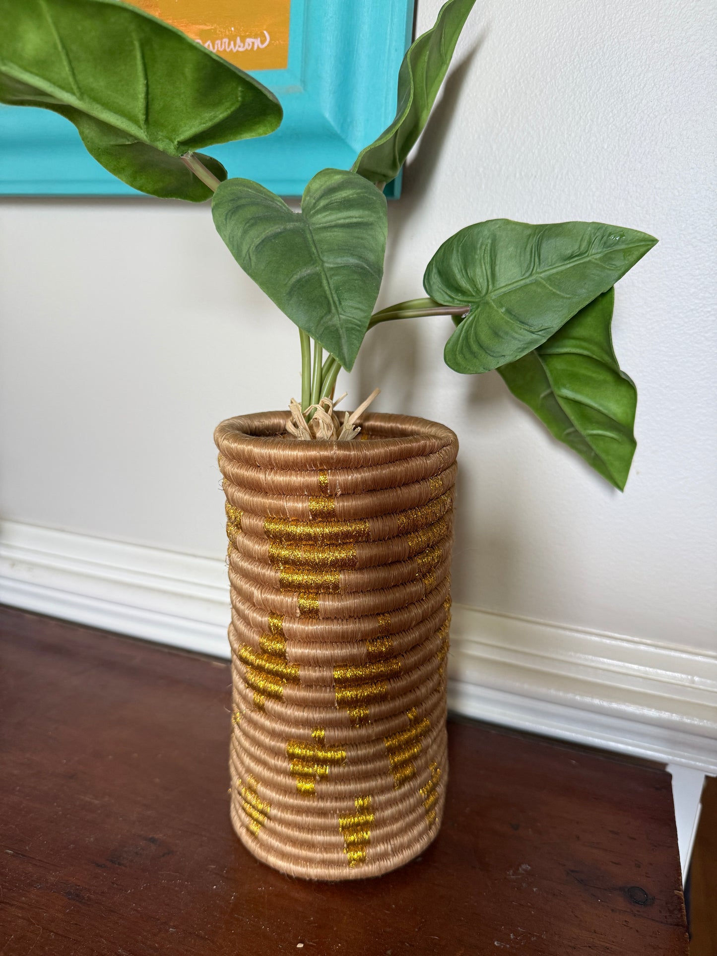Diamonds Woven Vase - Gold