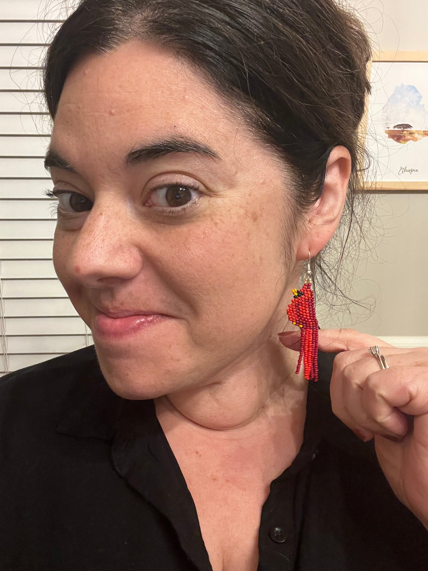 Small Cardinal Earrings