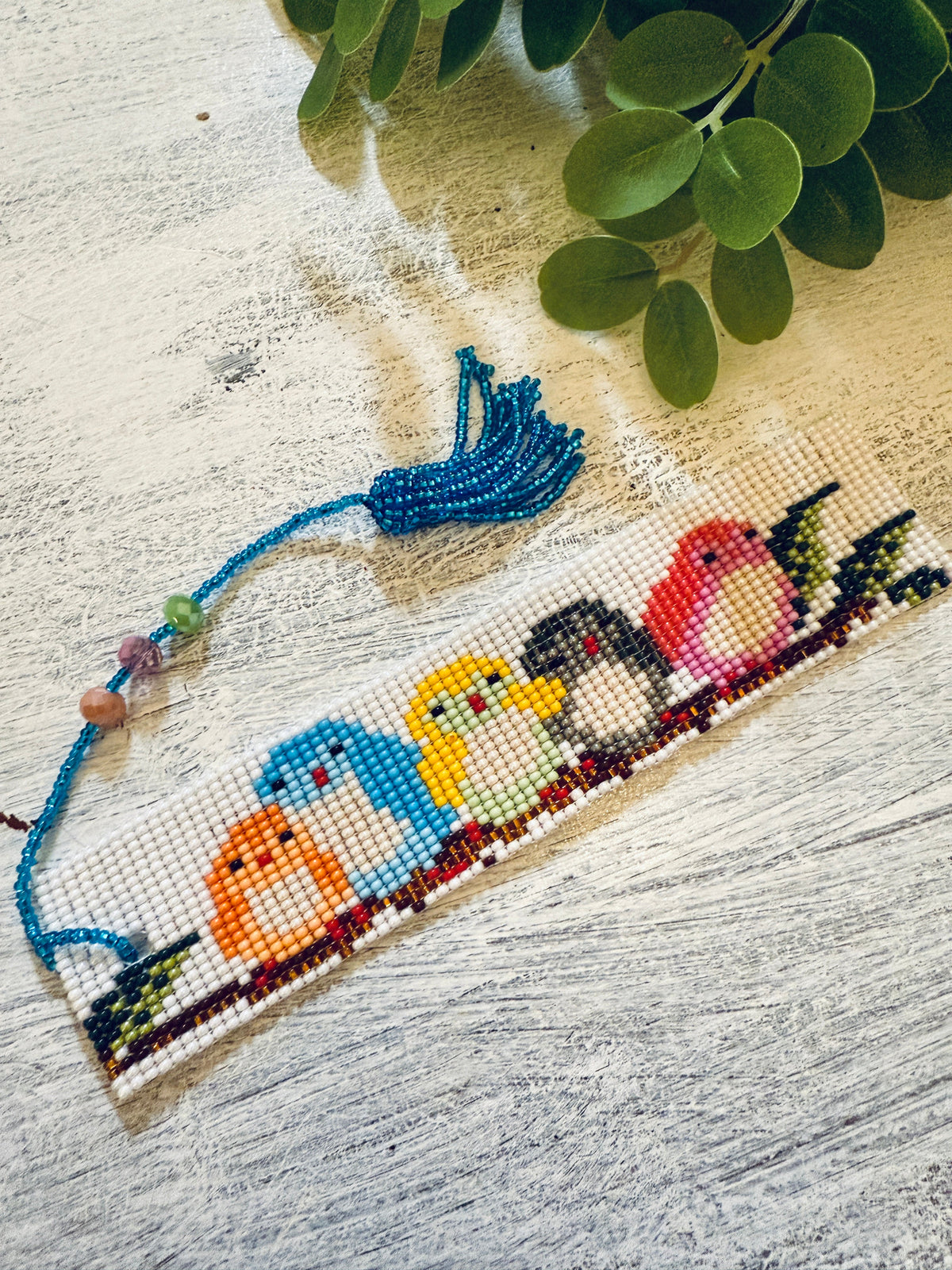 Birdies Beaded Bookmark
