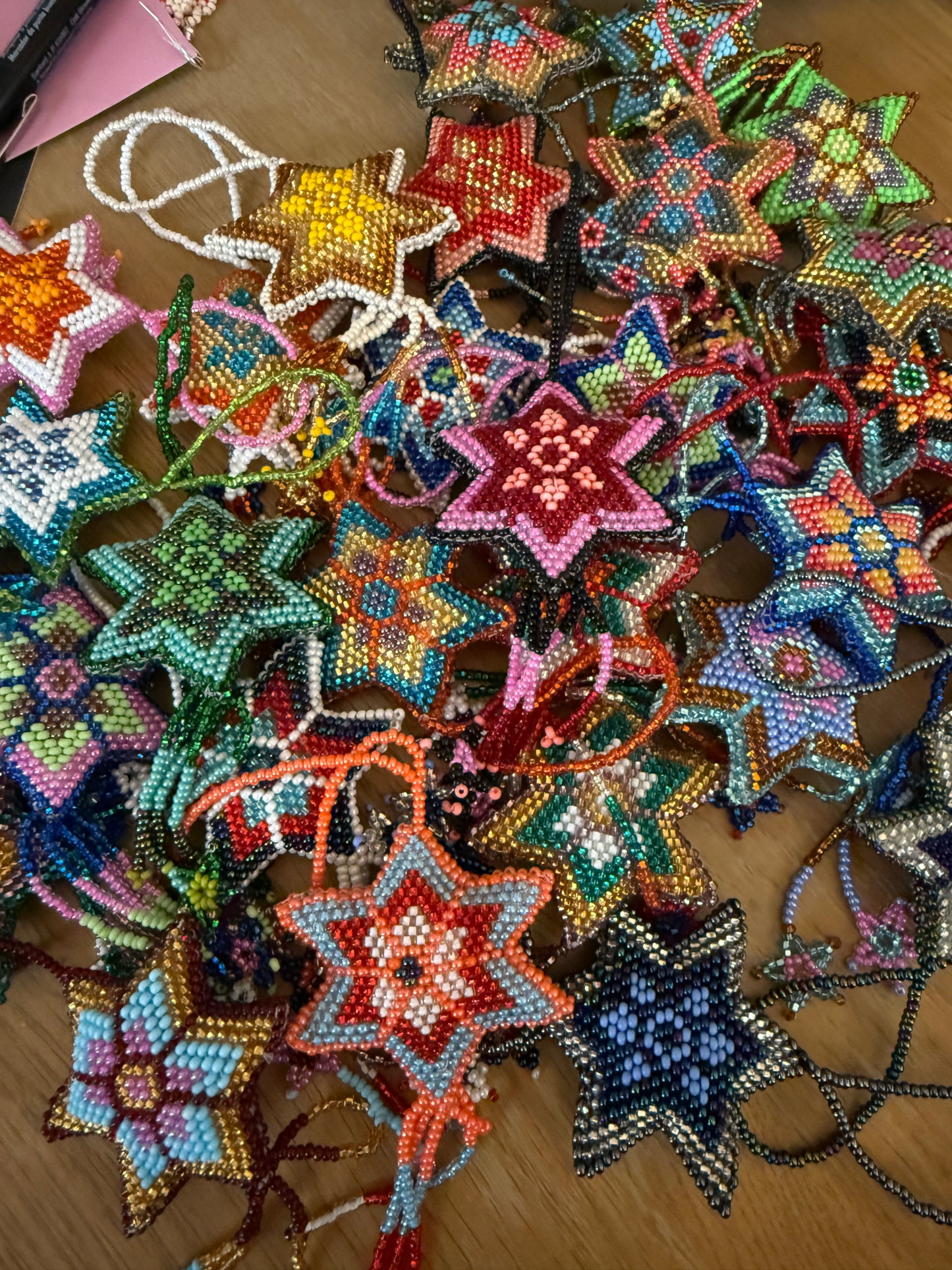 Multicolor Beaded Star with Tassel Ornament