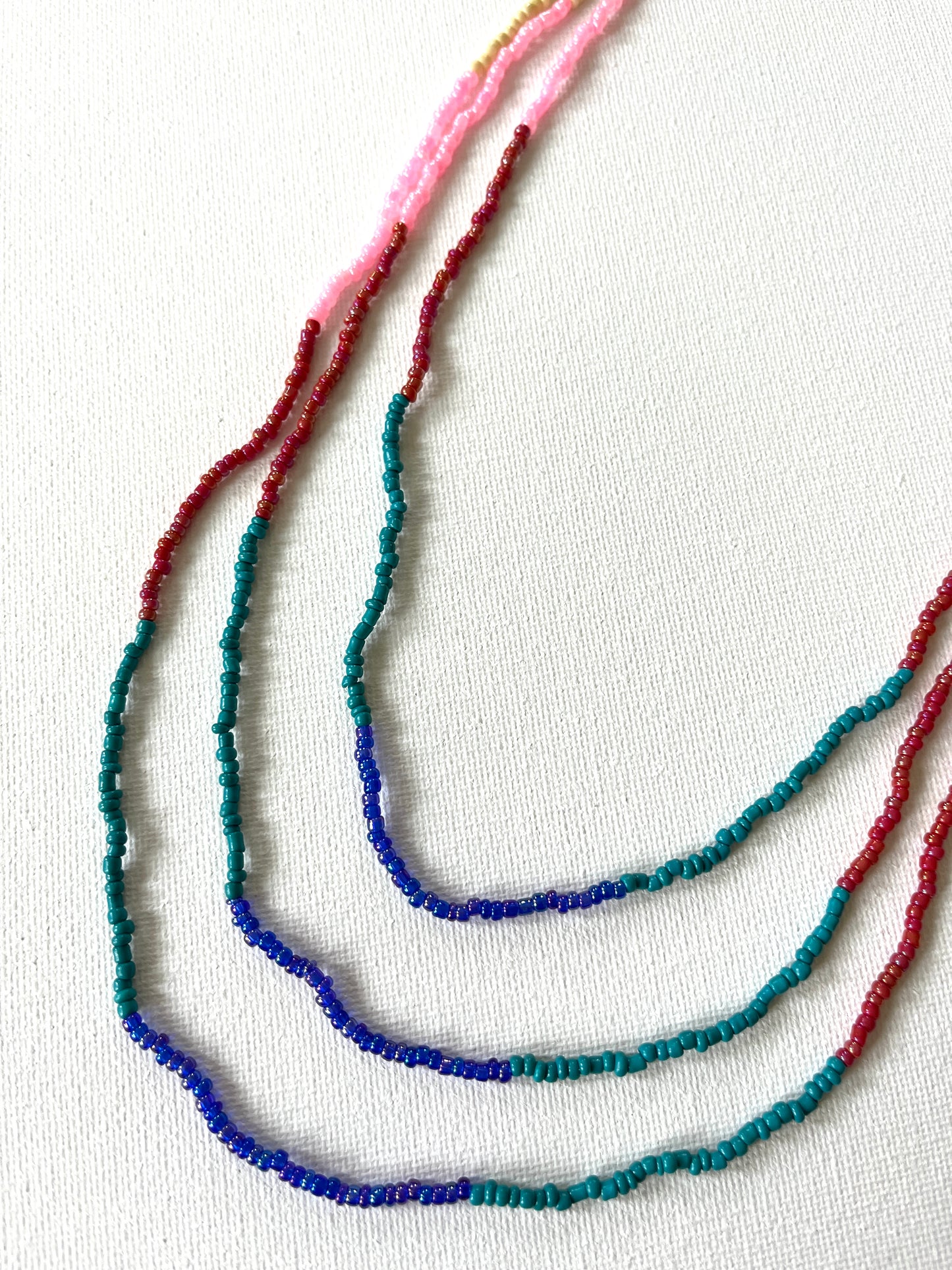 Cranbery 3 Strand Layered Necklace