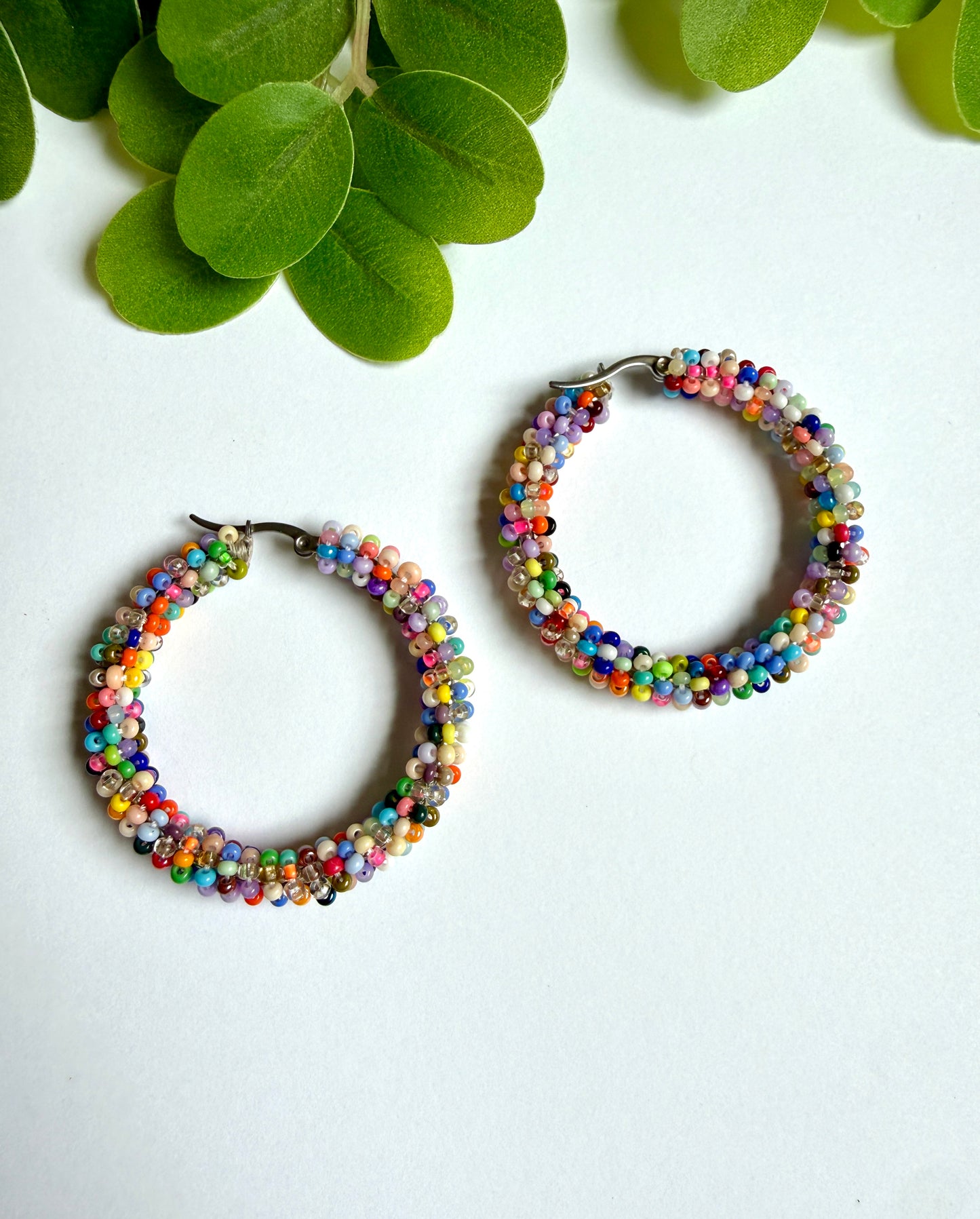 Multicolor Sol Beaded Hoops