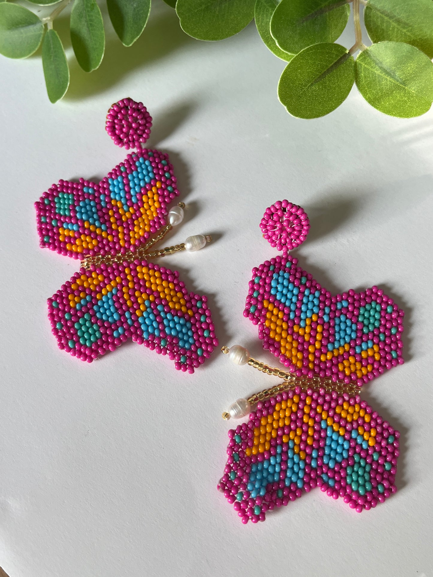 Beaded Butterfly Earrings (5 Colors)