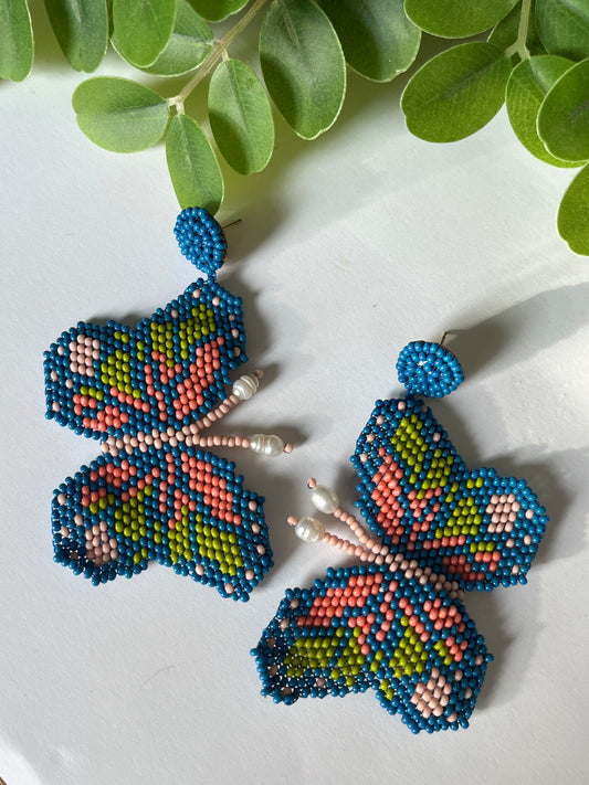 Beaded Butterfly Earrings (5 Colors)