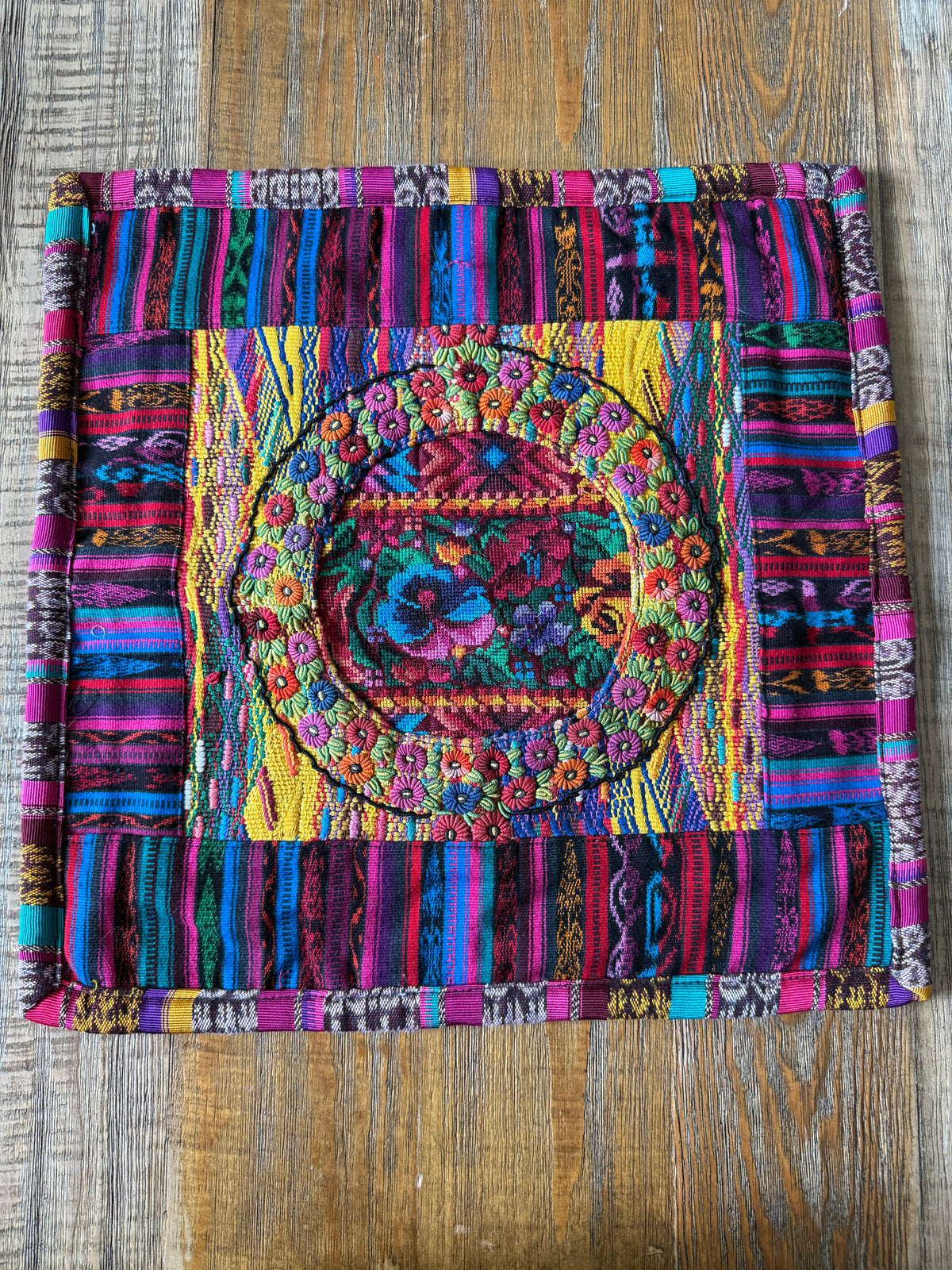 Wreath Embroidered Pillow Cover