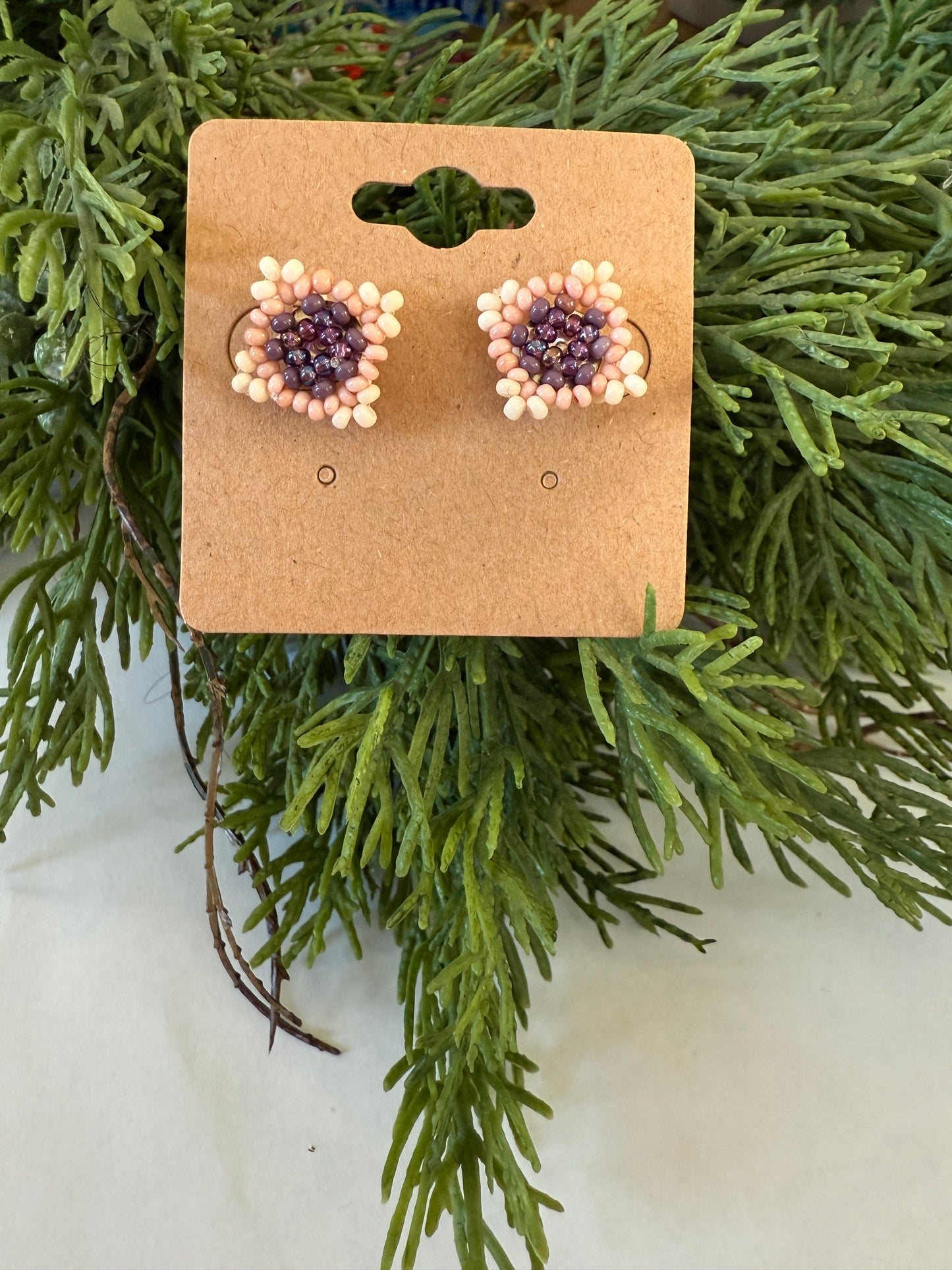 Square Beaded Stud Earrings