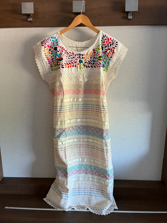 Natural and Multicolor Telar dress