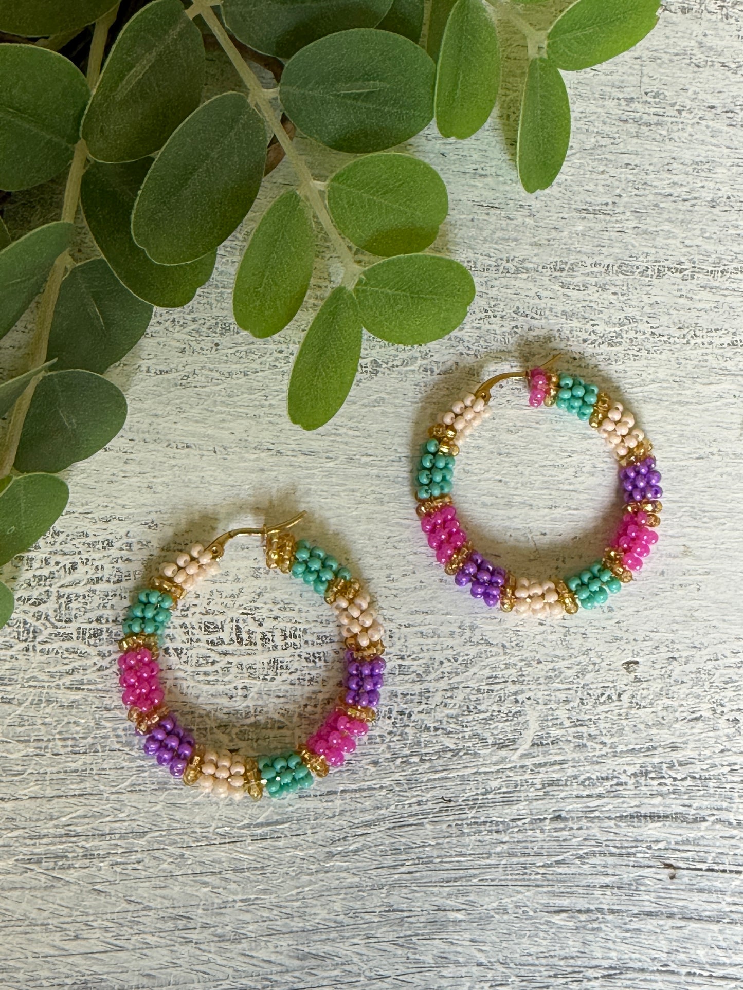 Sunset Sol Beaded Hoops