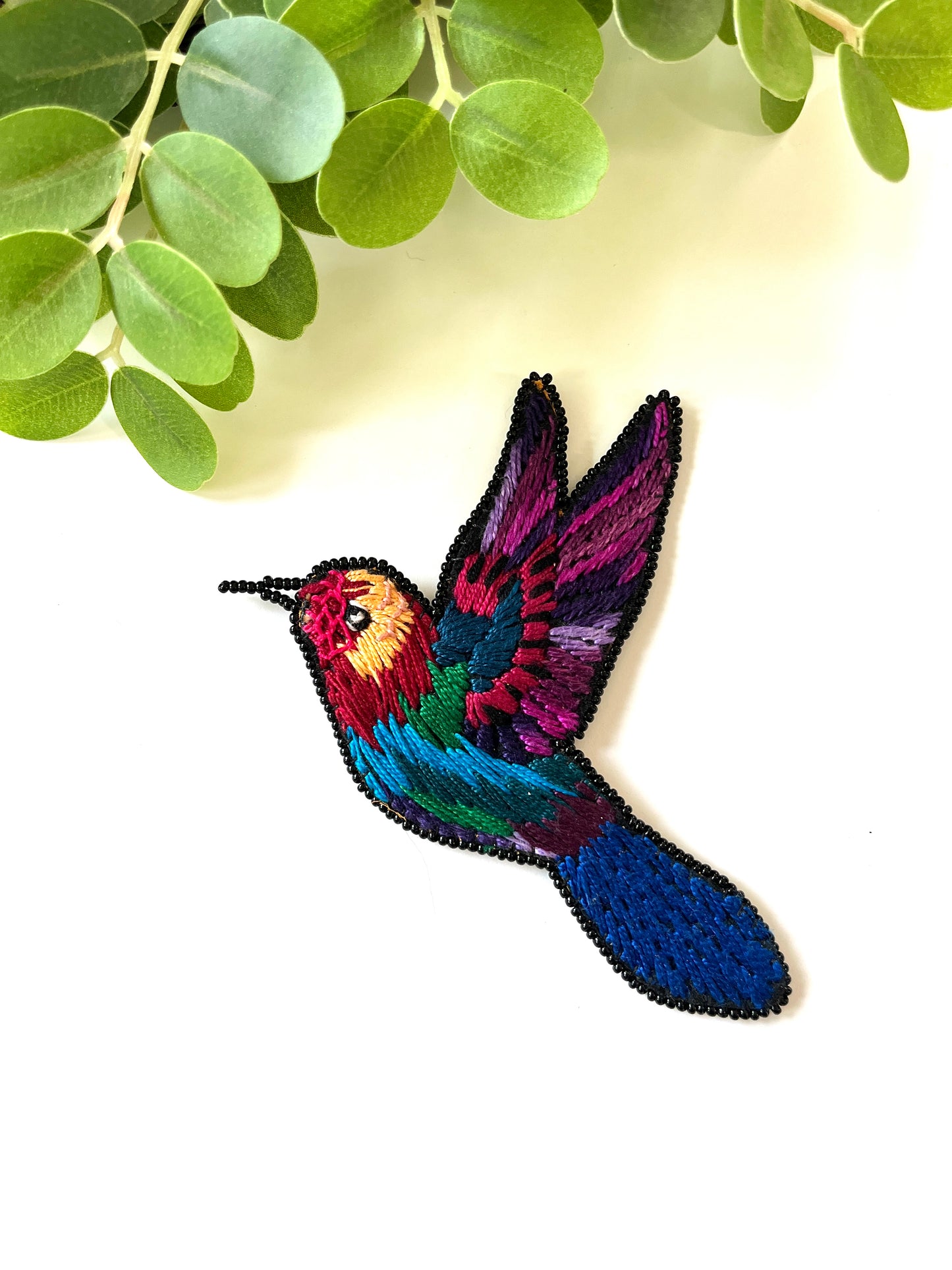 Embroidered Hummingbird Pin