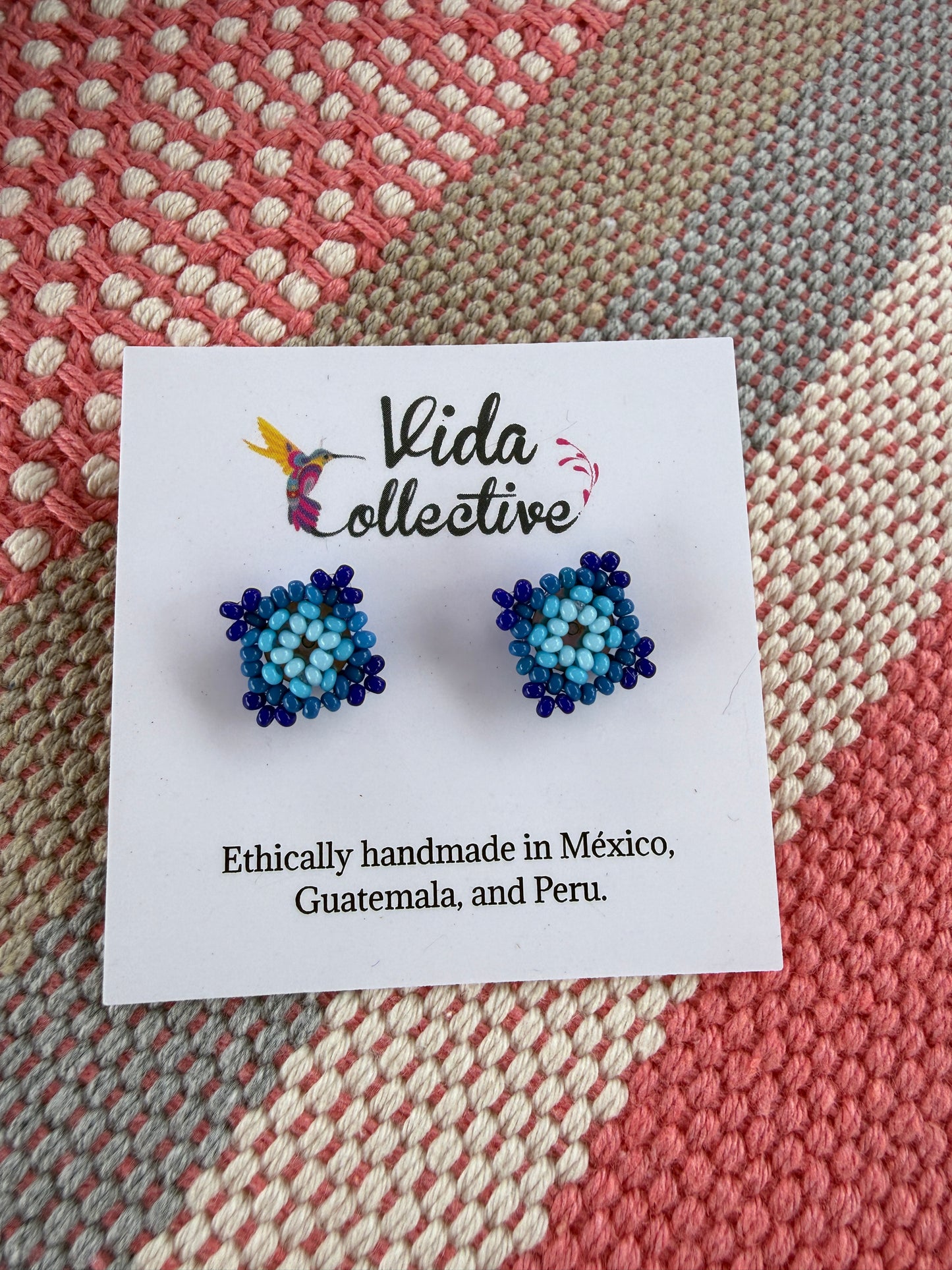 Square Beaded Stud Earrings