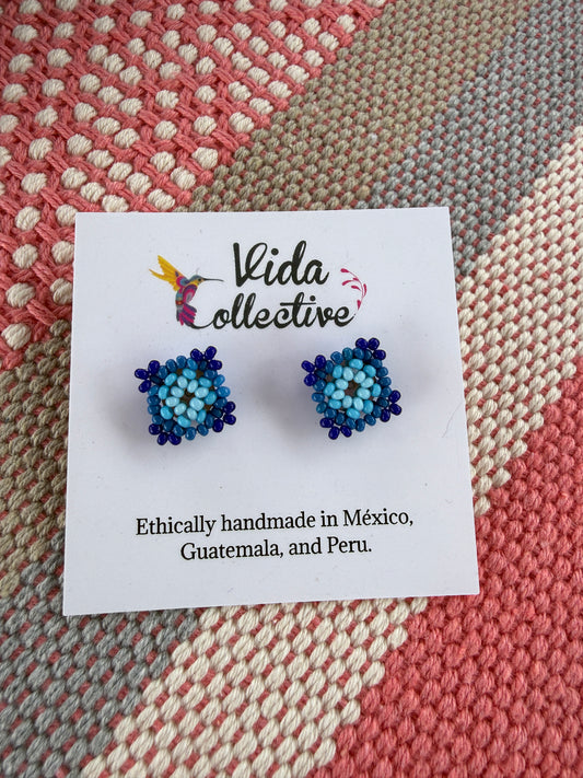 Square Beaded Stud Earrings