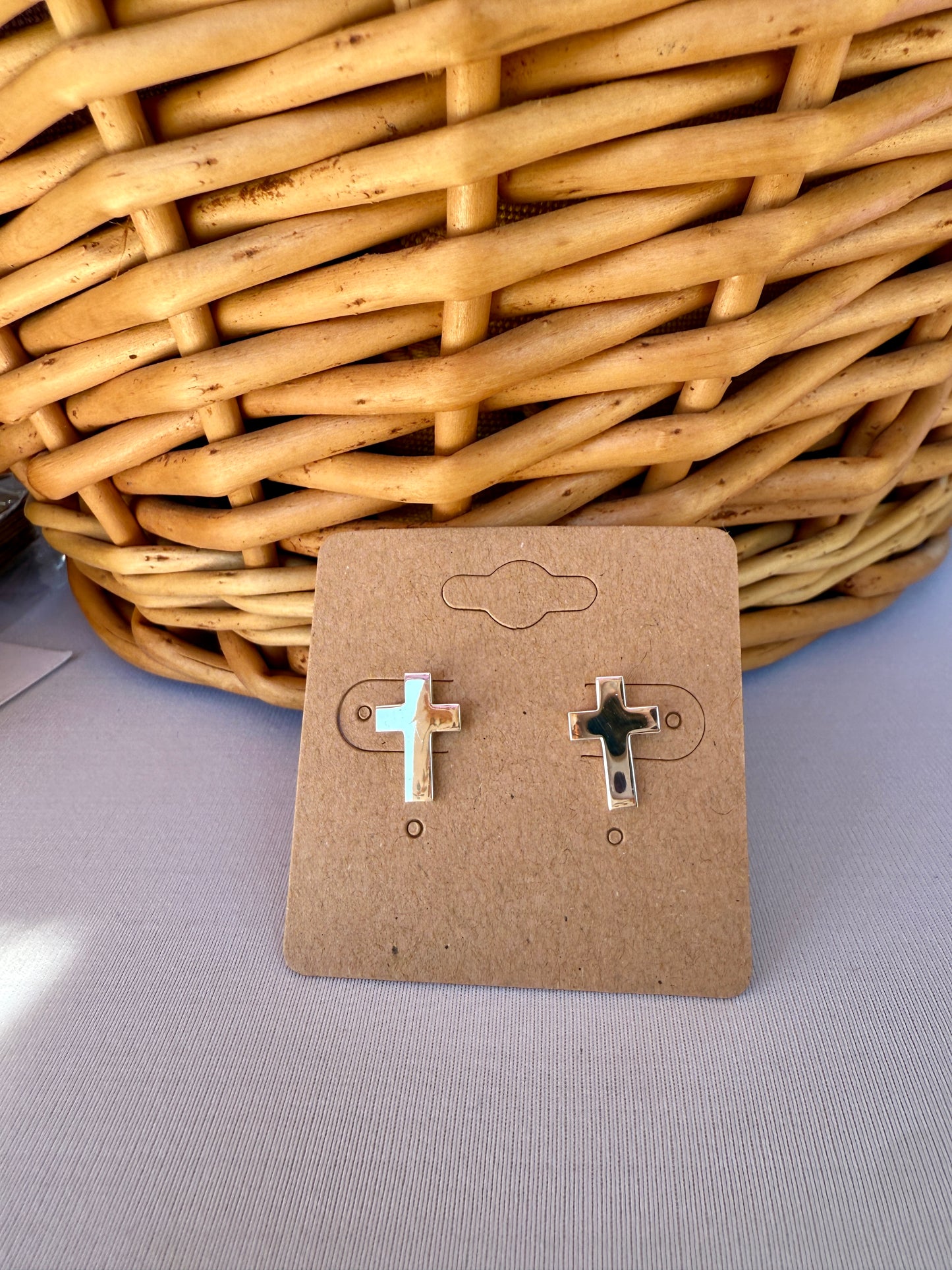 Sterling Silver Cross Studs