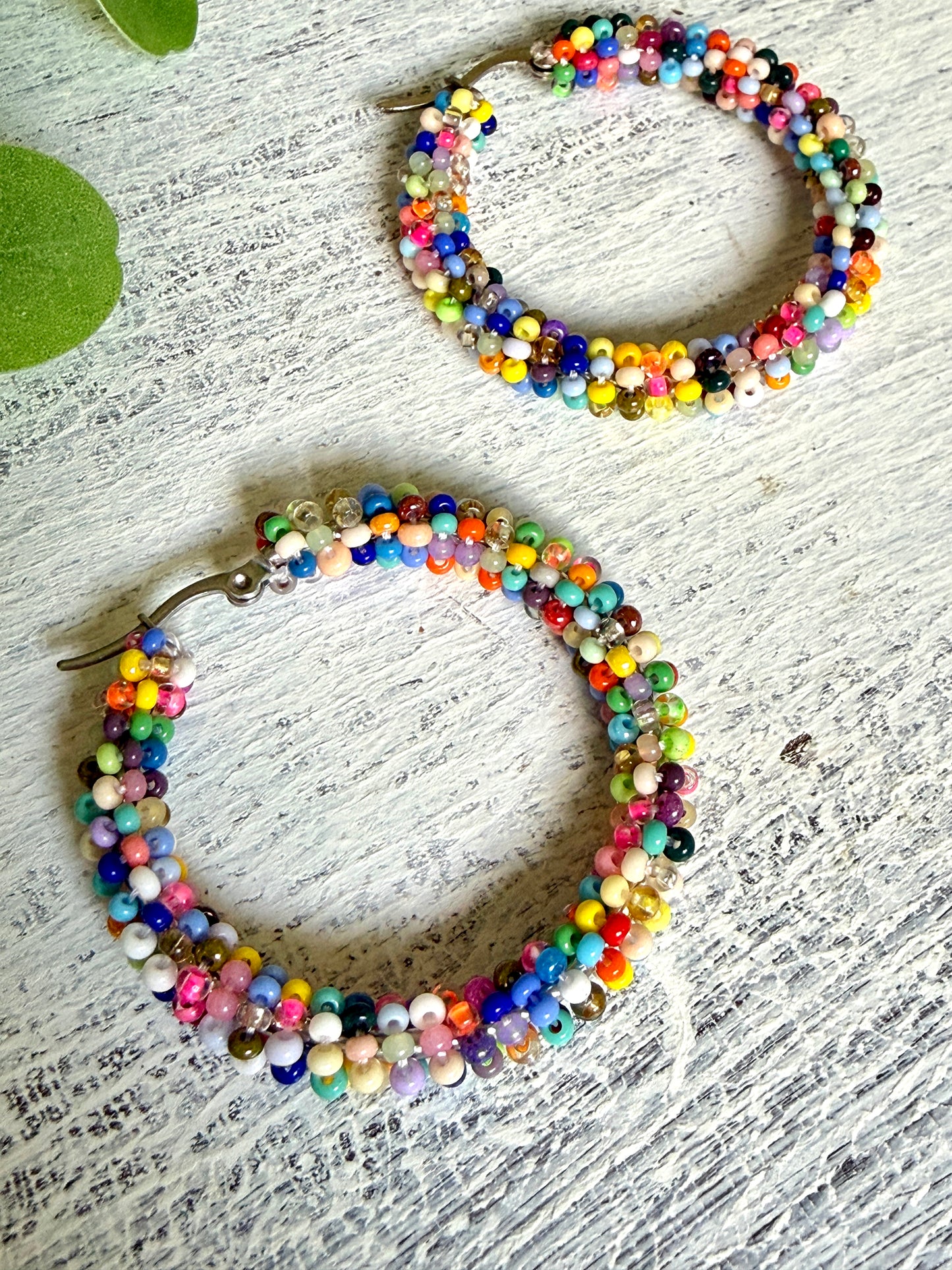 Multicolor Sol Beaded Hoops