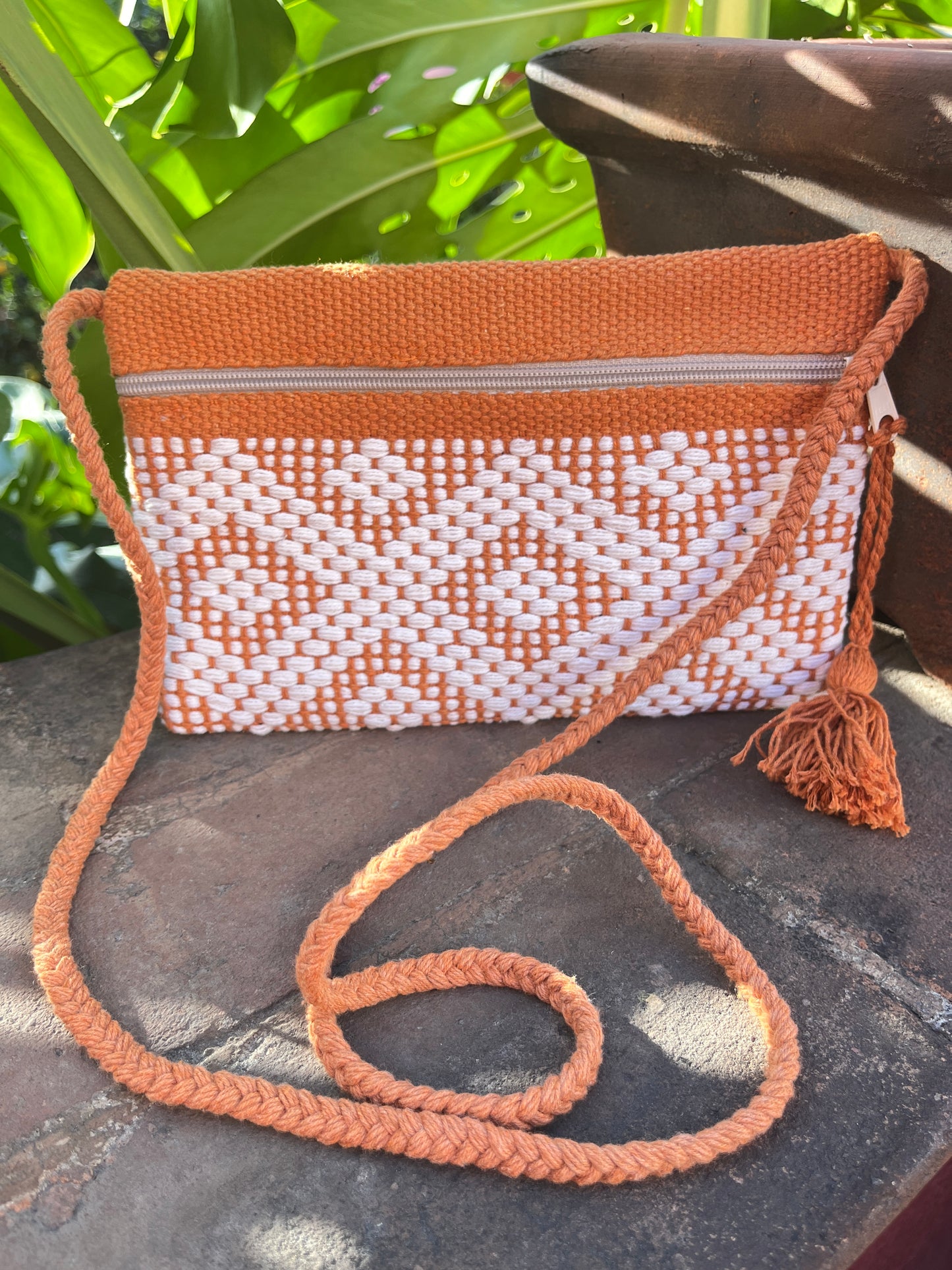 Zipper front Mexican Woven Crossbody (3 colors)