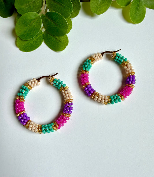 Sunset Sol Beaded Hoops