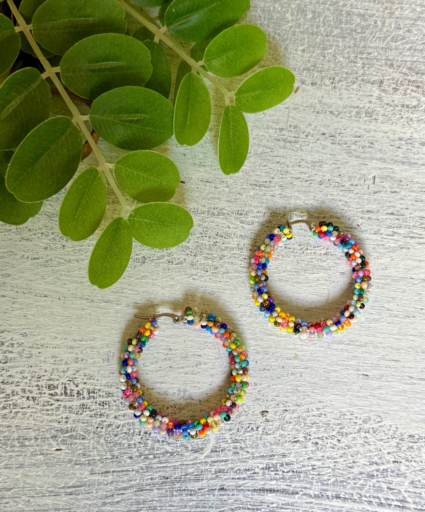 Multicolor Sol Beaded Hoops