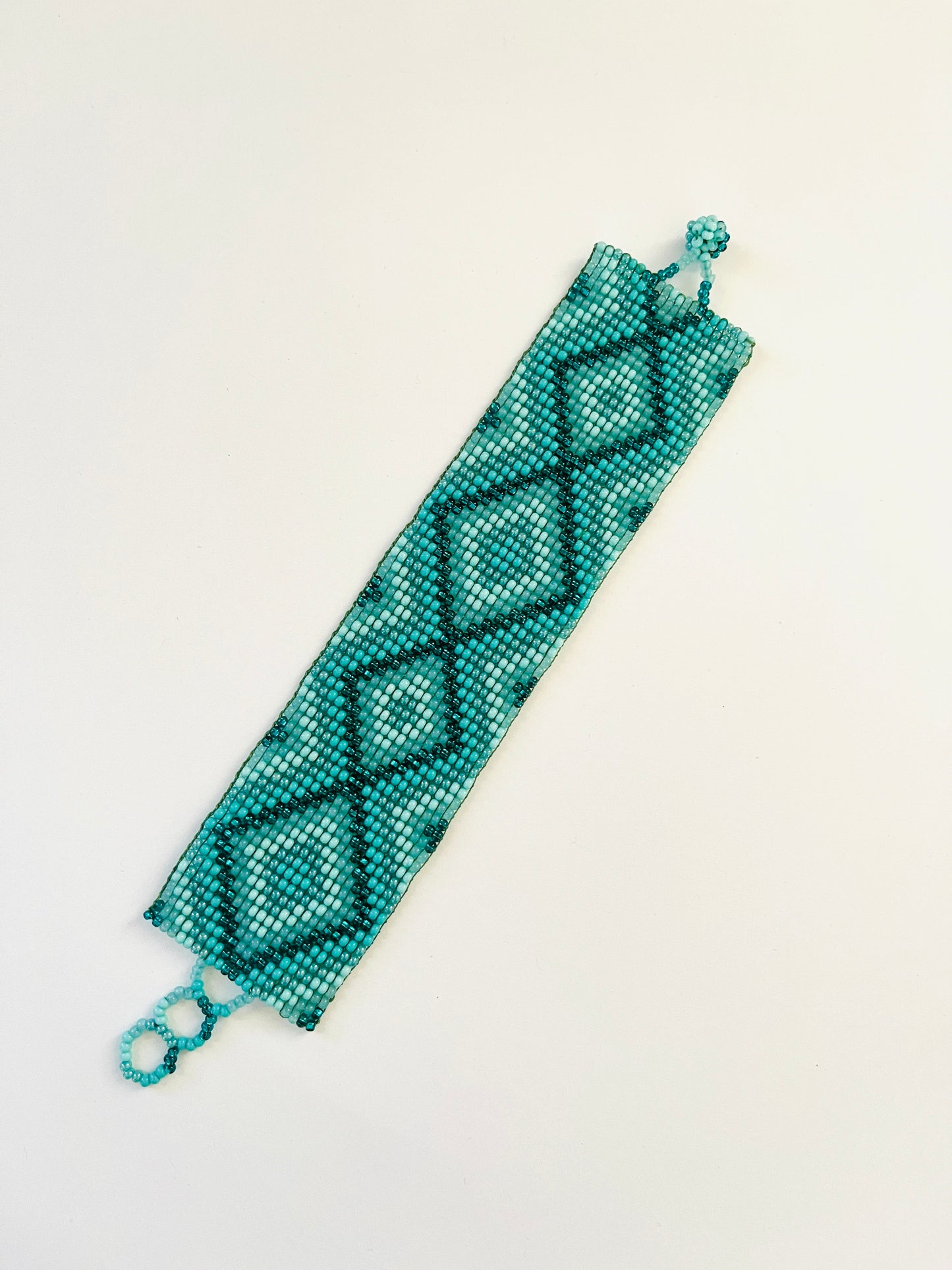 Teal Geo Beaded Cuff