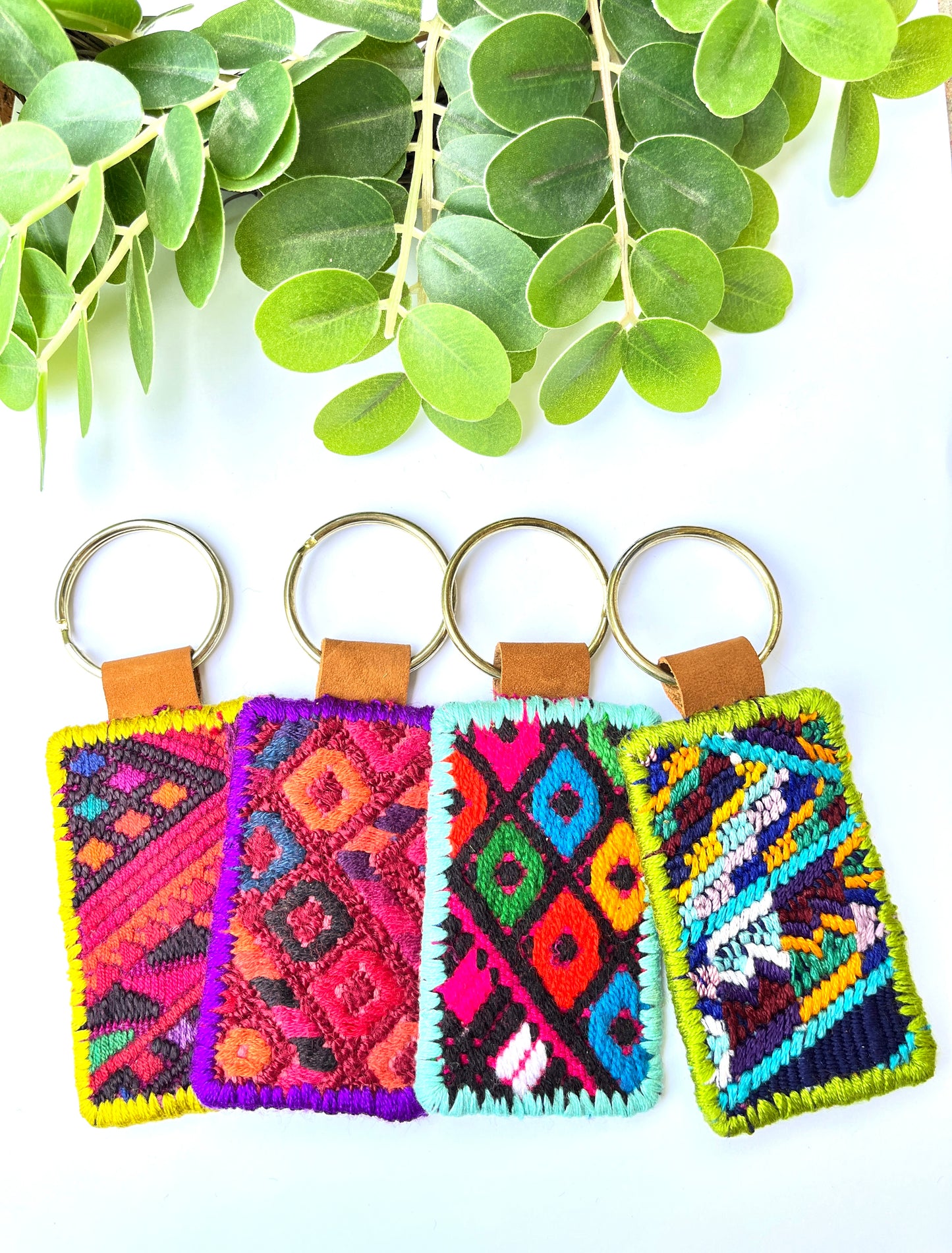 Huipil Leather Keychain