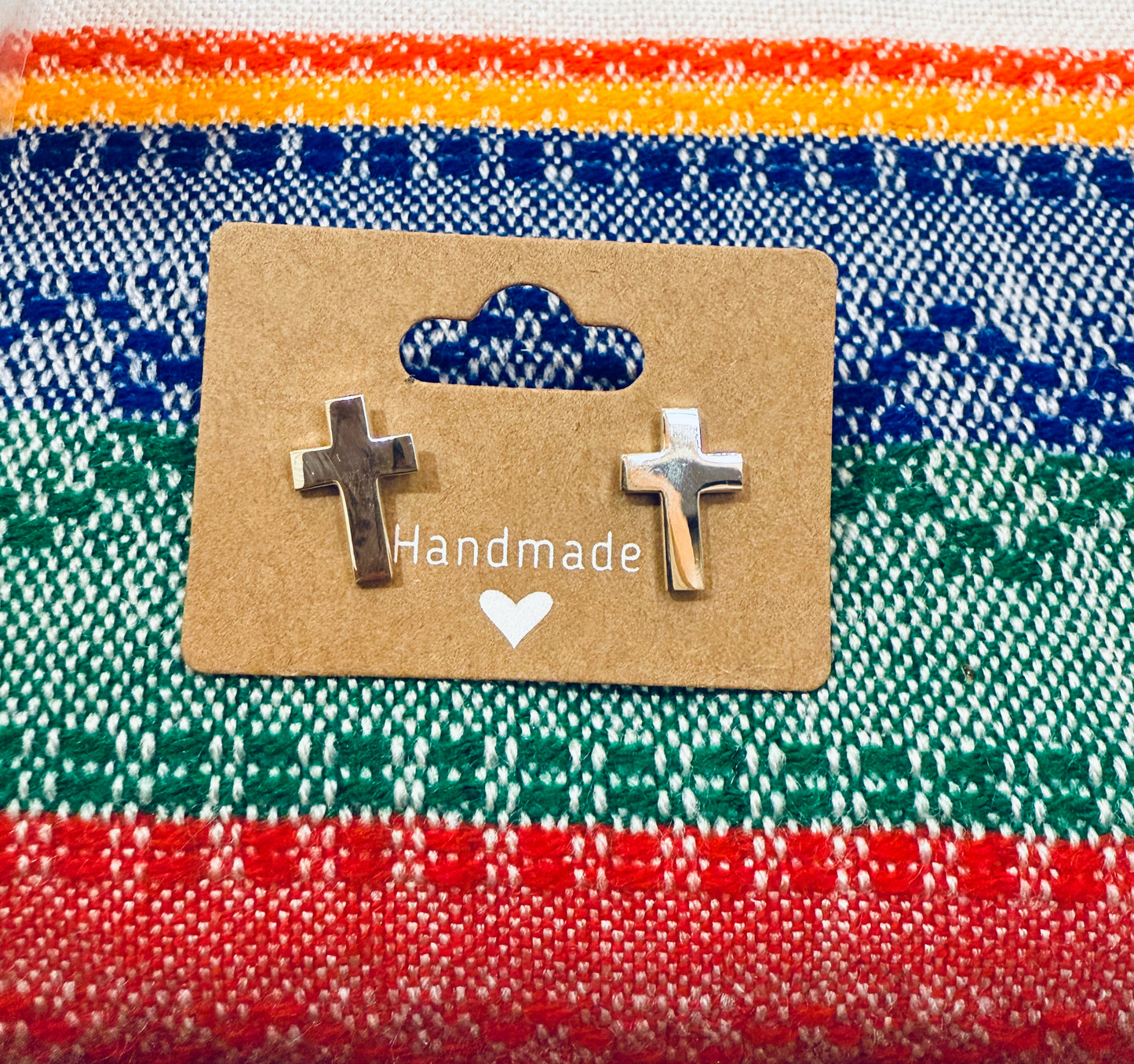 Sterling Silver Cross Studs