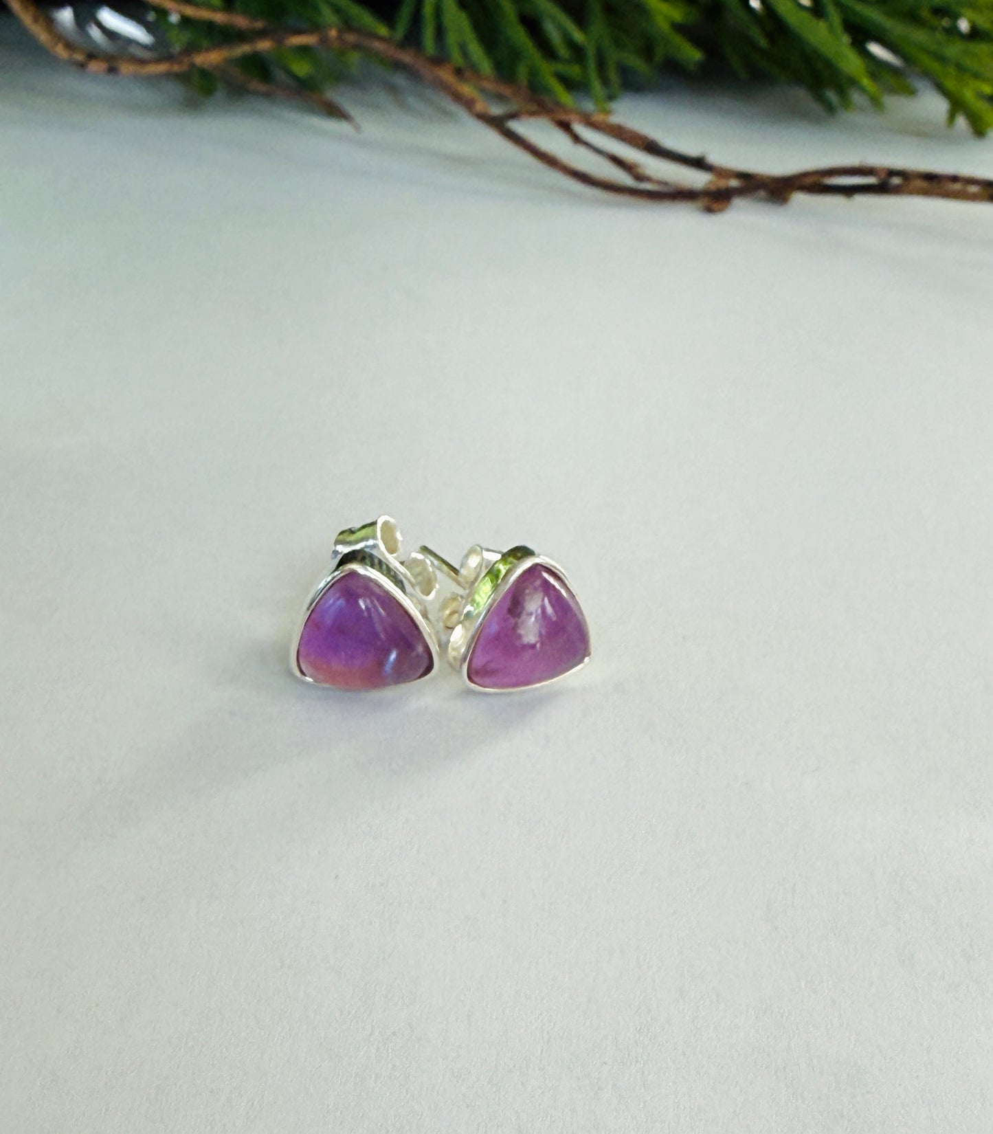 Sterling Silver Triangle Studs (5 colors)