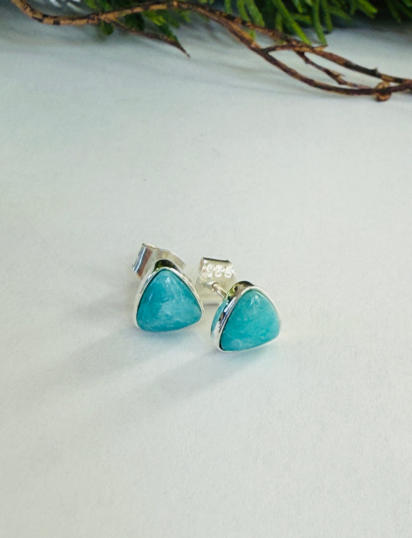 Sterling Silver Triangle Studs (5 colors)