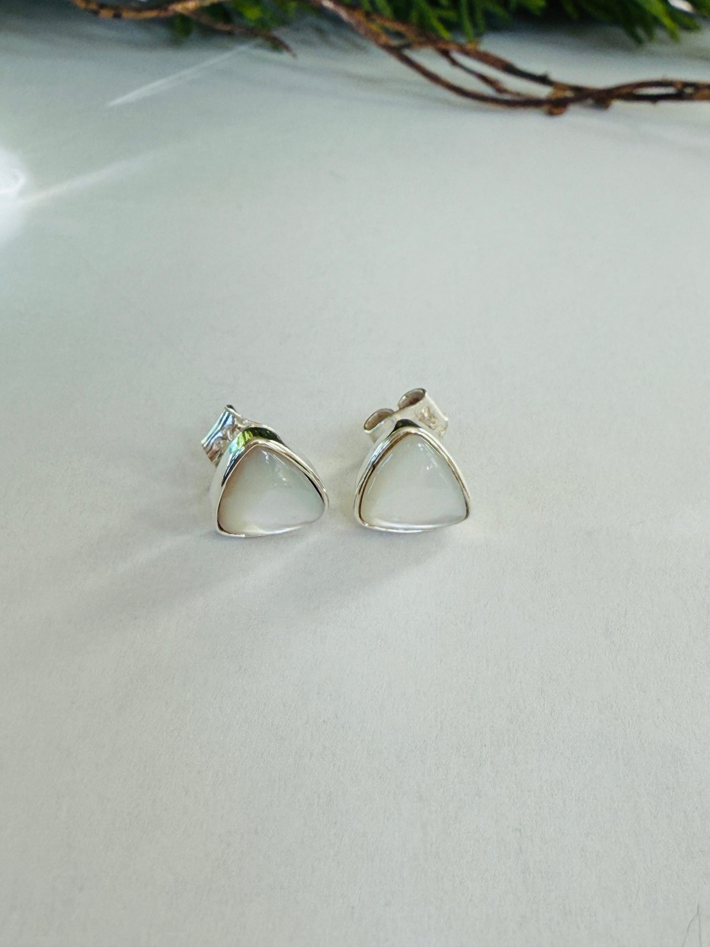 Sterling Silver Triangle Studs (5 colors)