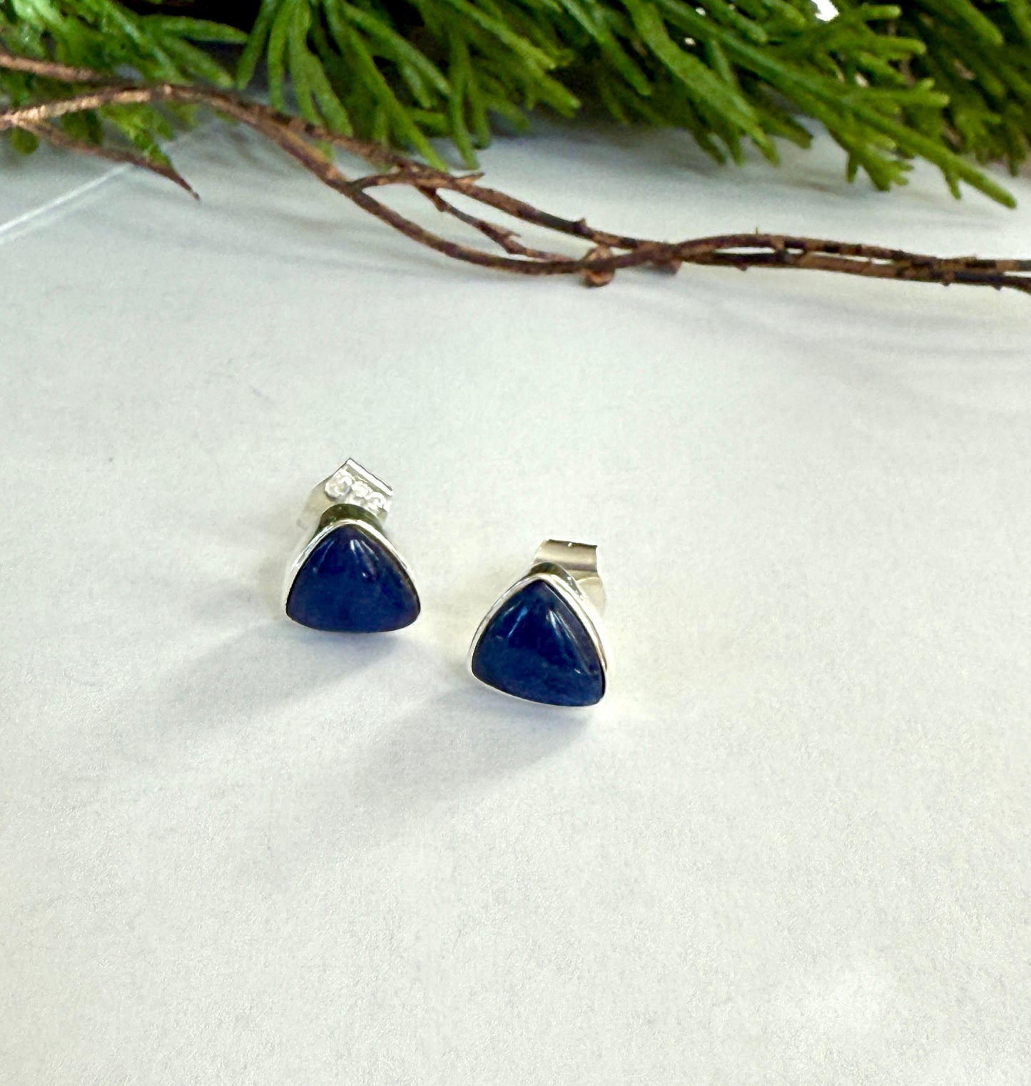 Sterling Silver Triangle Studs (5 colors)