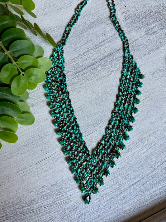 Lattice V Beaded Necklace