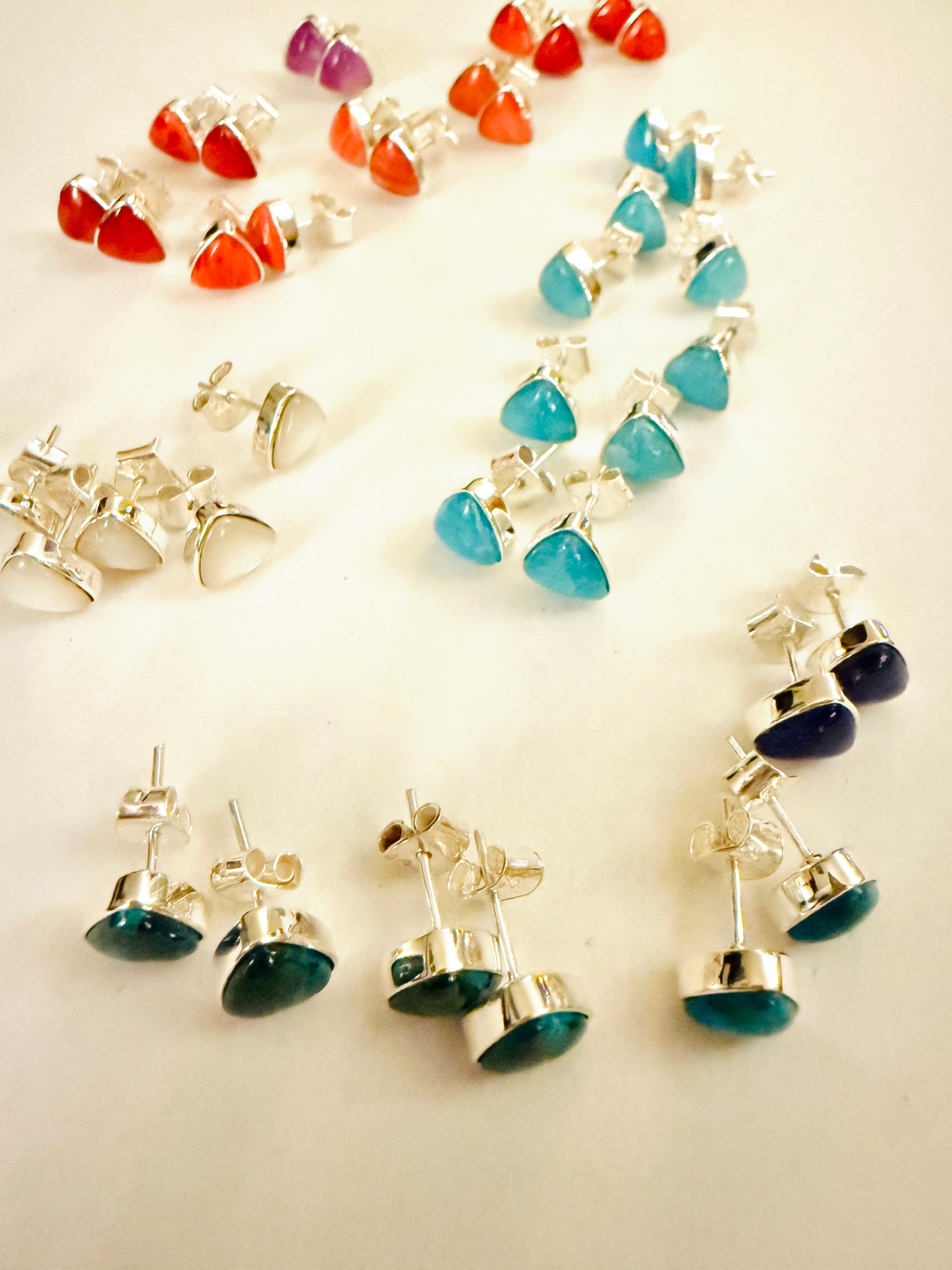 Sterling Silver Triangle Studs (5 colors)