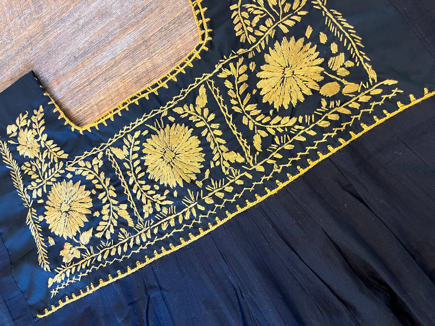 Black and Mustard Flower Blouse (M/L)