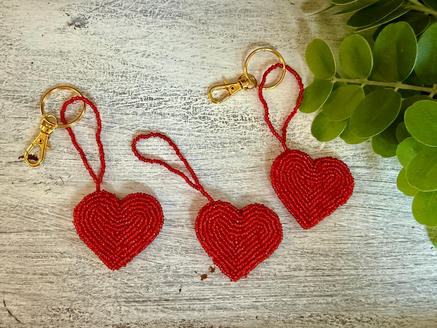 Beaded Heart bag clip / keychain