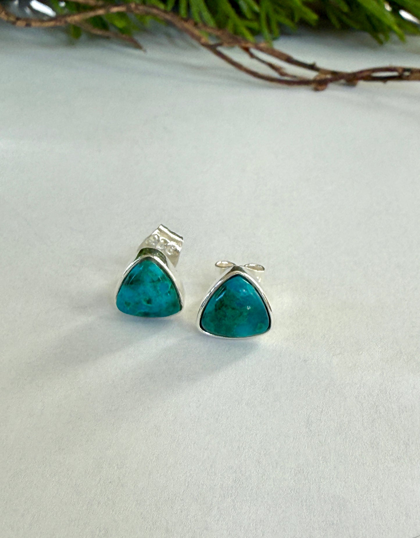 Sterling Silver Triangle Studs (5 colors)