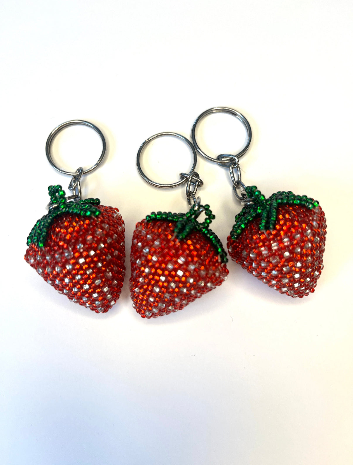 Strawberry Beaded Keychains