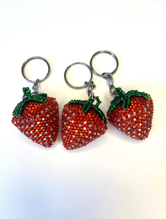 Strawberry Beaded Keychains