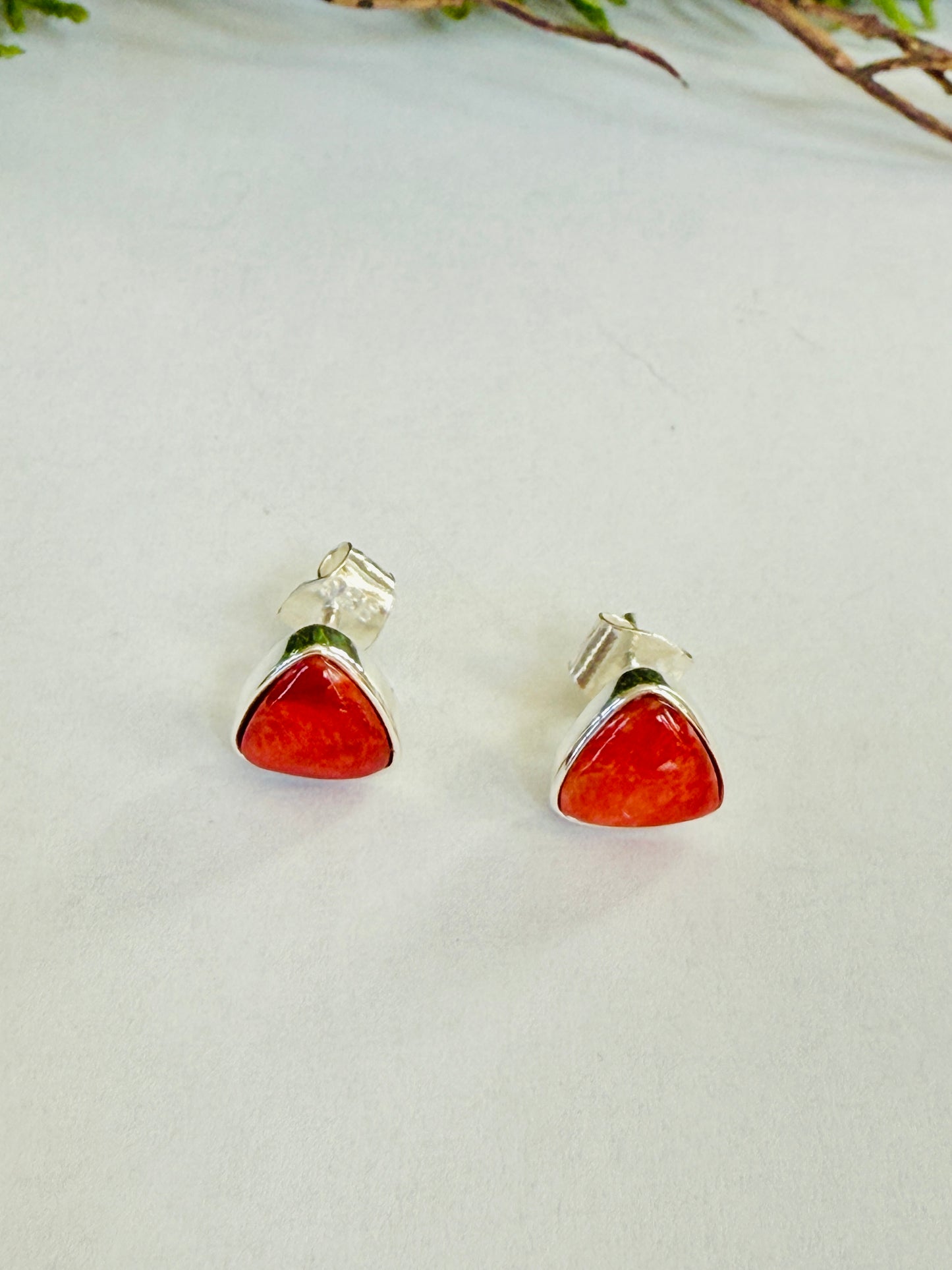 Sterling Silver Triangle Studs (5 colors)