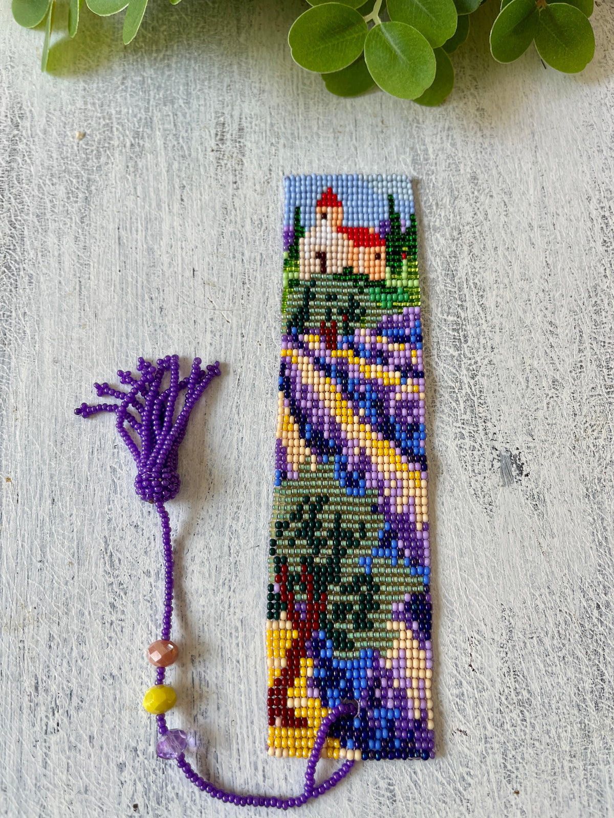 Lavender Fields Beaded Bookmark