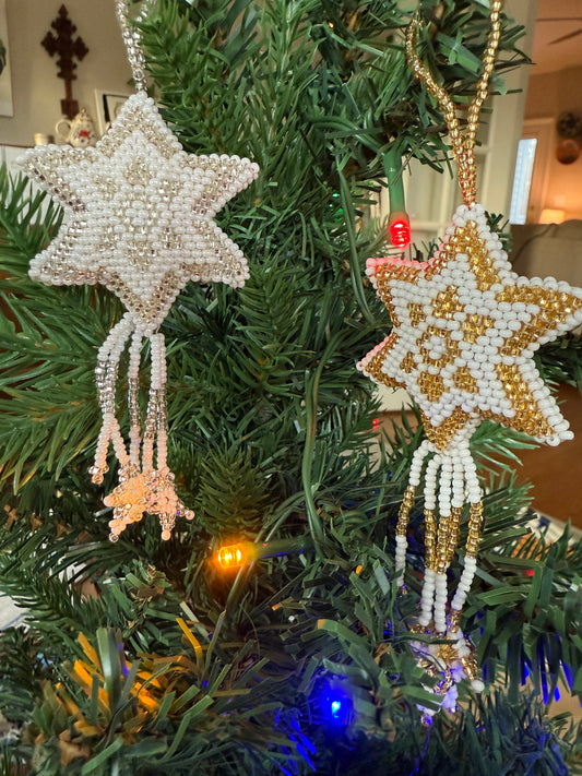 Beaded Star with Tassel Ornament