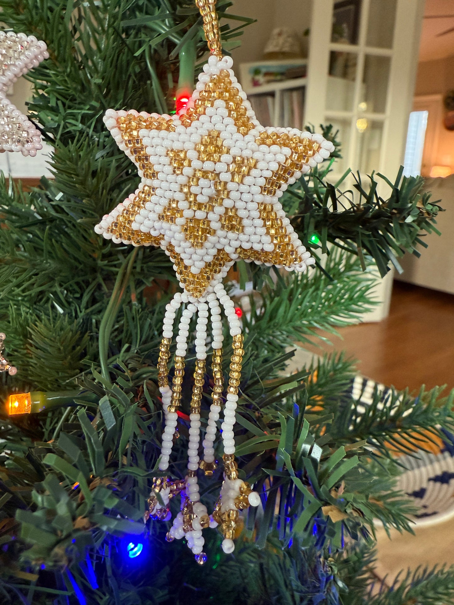 Beaded Star with Tassel Ornament