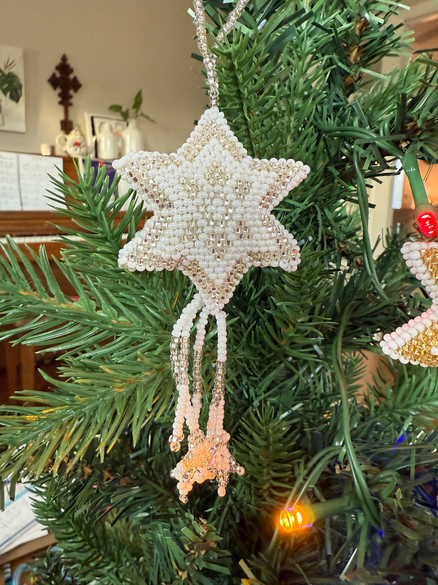 Beaded Star with Tassel Ornament