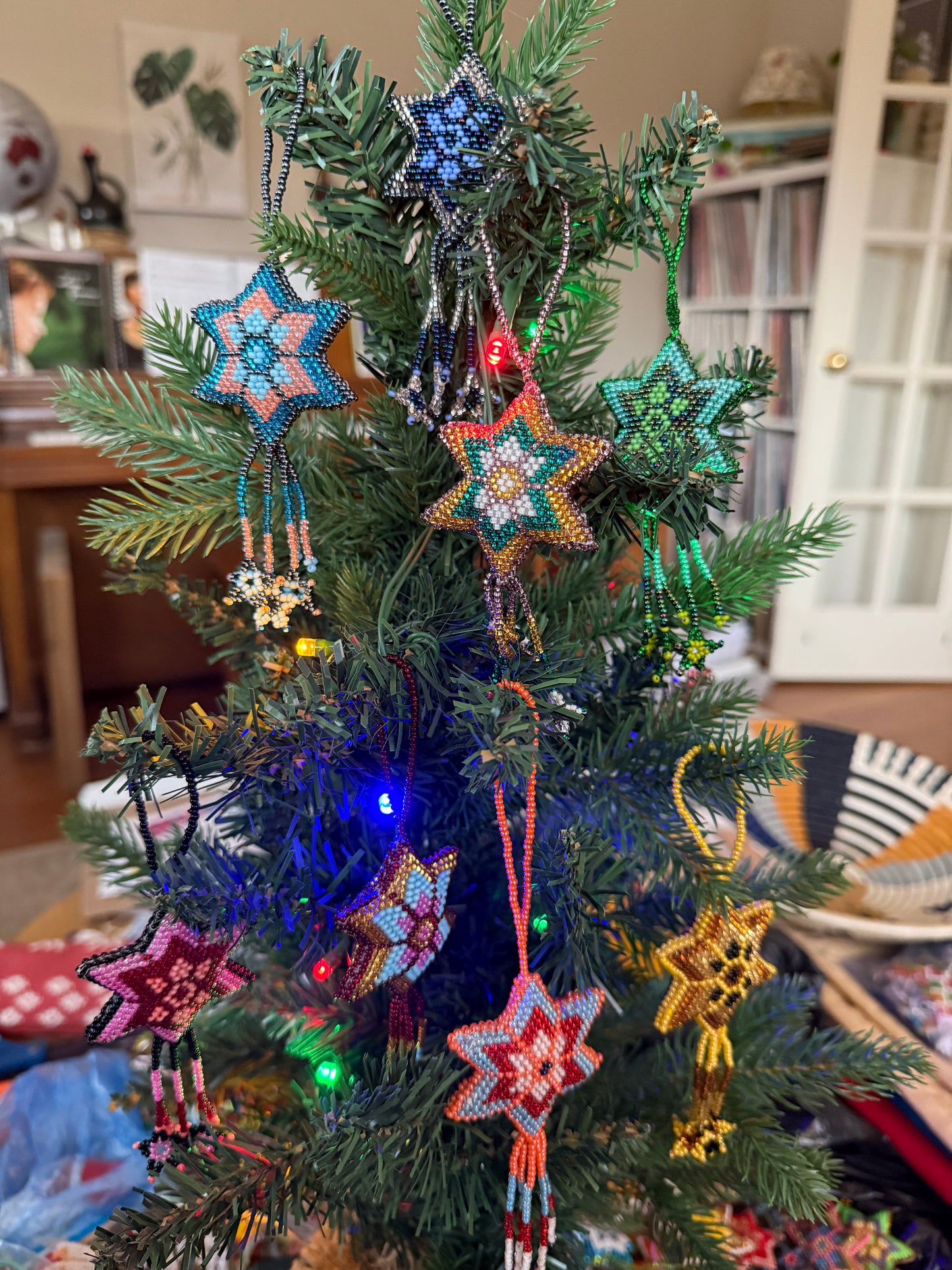Multicolor Beaded Star with Tassel Ornament