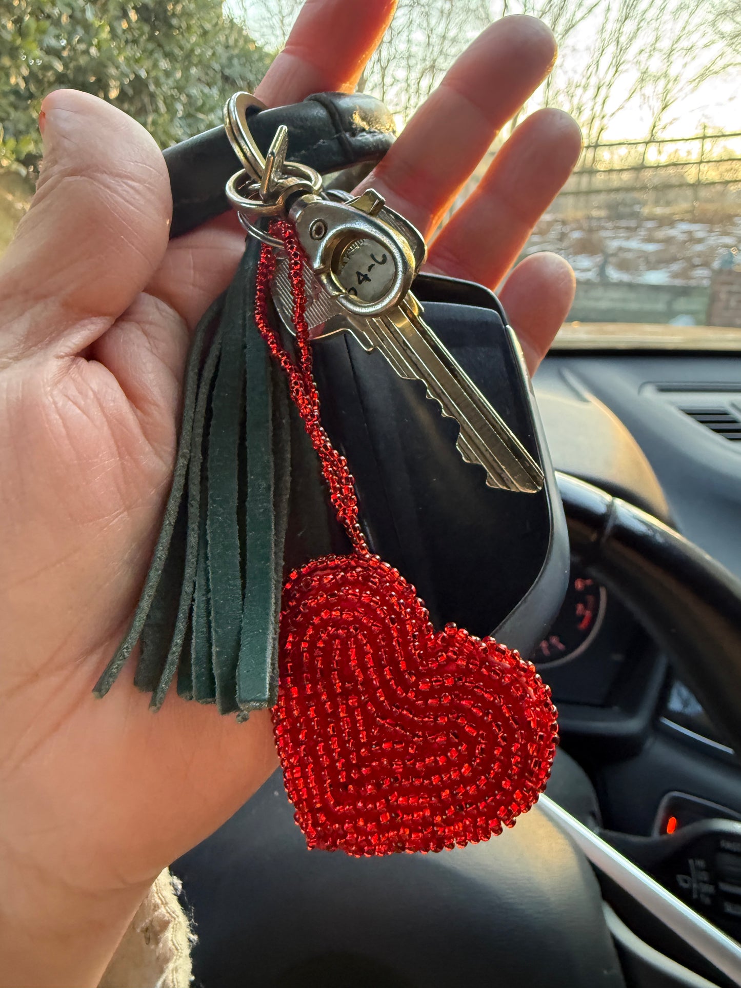 Beaded Heart bag clip / keychain
