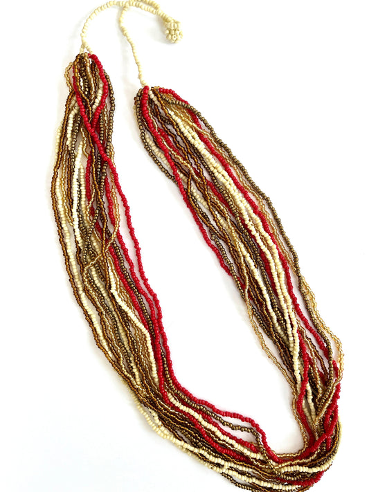 Red and Gold María Multi-strand Necklace