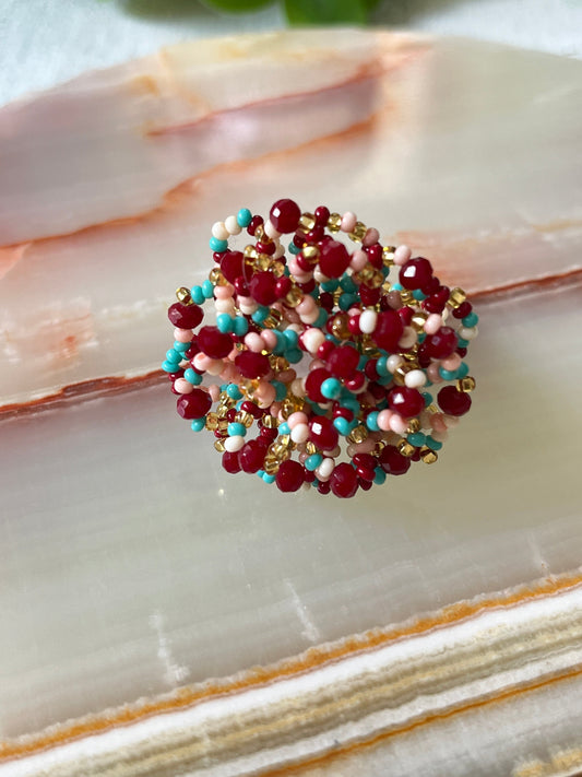 Cranberry Splash Large beaded ring