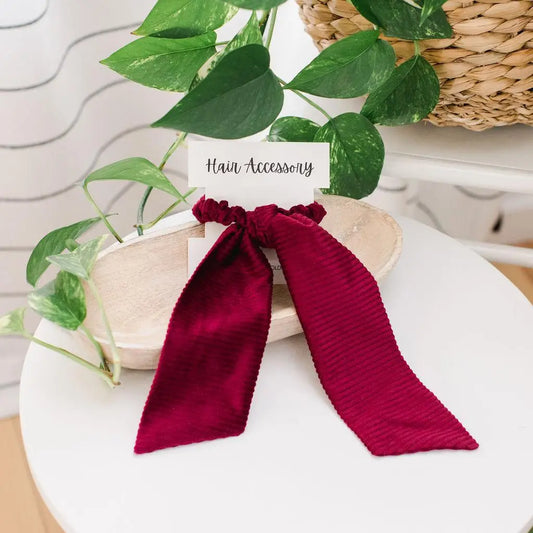 Fancy Red Corduroy Scrunchie